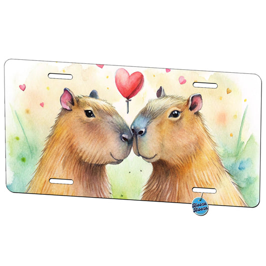 Capybaras In Love Valentine's Day Metal Vanity Novelty Tag License Plate for Trucks Cars SUVs