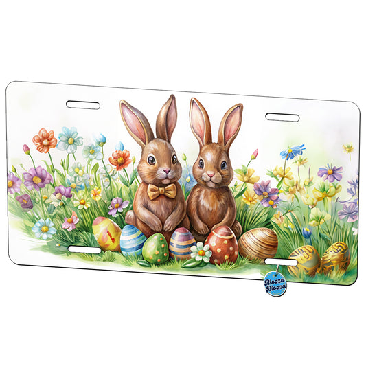 Chocolate Easter Bunnies Rabbits Cute Metal Vanity Novelty Tag License Plate for Trucks Cars SUVs