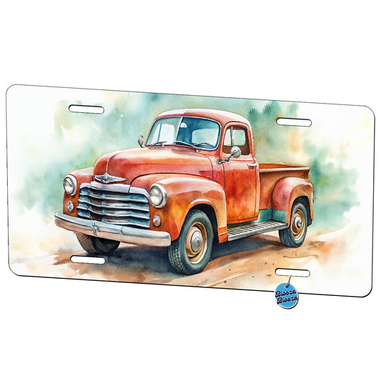 Classic Retro Vintage Pickup Truck Watercolor Metal Vanity Novelty Tag License Plate for Trucks Cars SUVs