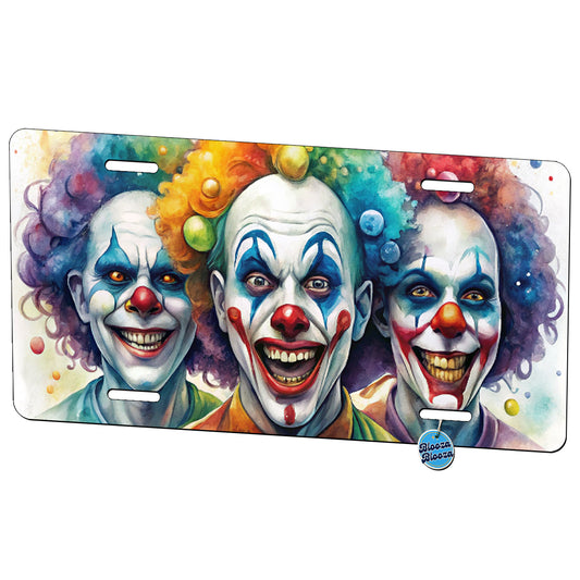 Creepy Scary Evil Killer Clowns Watercolor Metal Vanity Novelty Tag License Plate for Trucks Cars SUVs