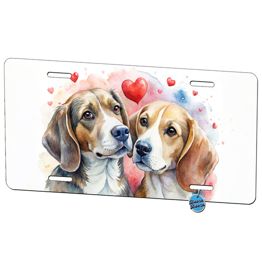 Dogs In Love Valentine's Day Beagles Metal Vanity Novelty Tag License Plate for Trucks Cars SUVs
