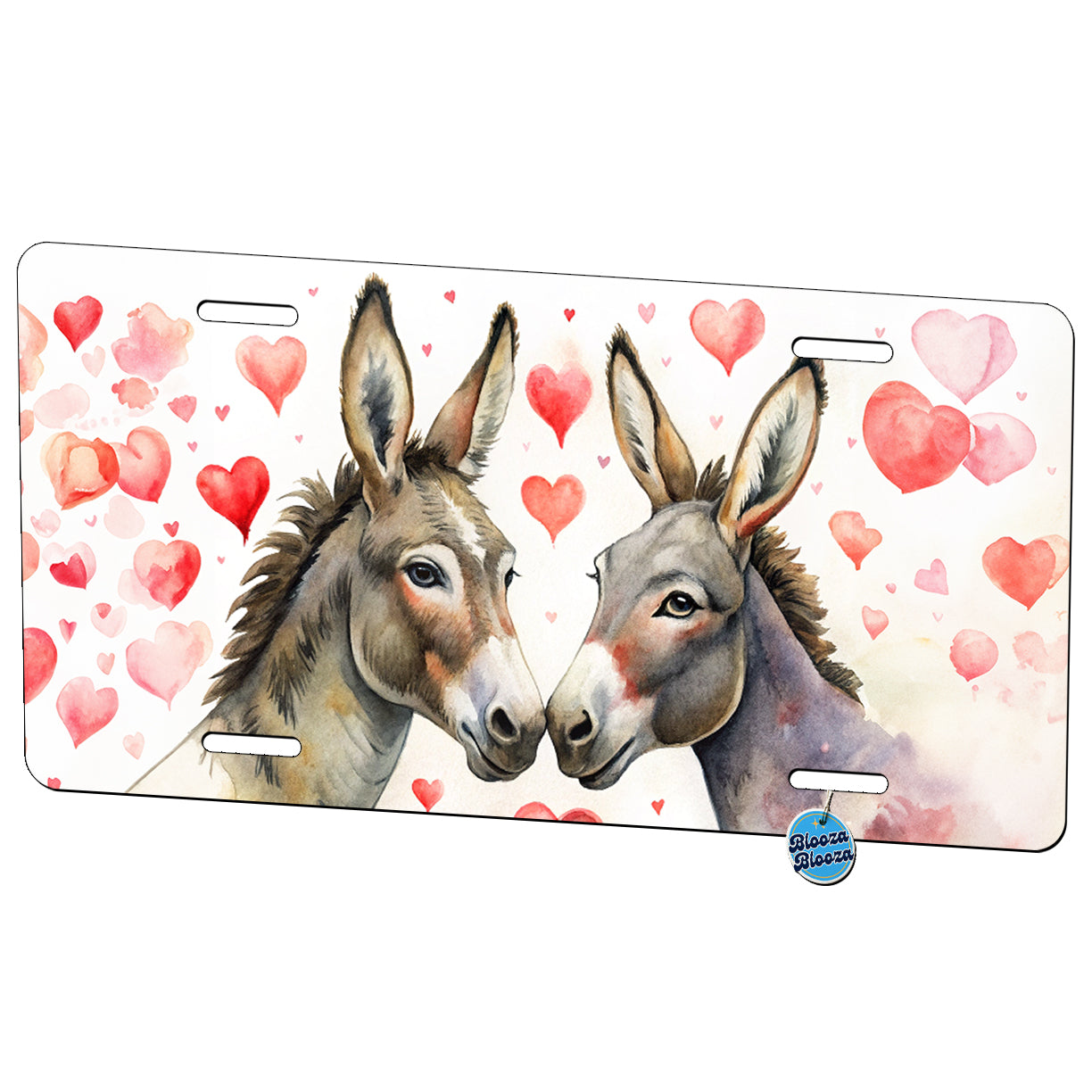 Donkeys In Love With Hearts Valentine's Day Metal Vanity Novelty Tag License Plate for Trucks Cars SUVs