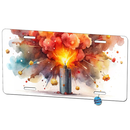 Dynamite Exploding Explosion Watercolor Metal Vanity Novelty Tag License Plate for Trucks Cars SUVs