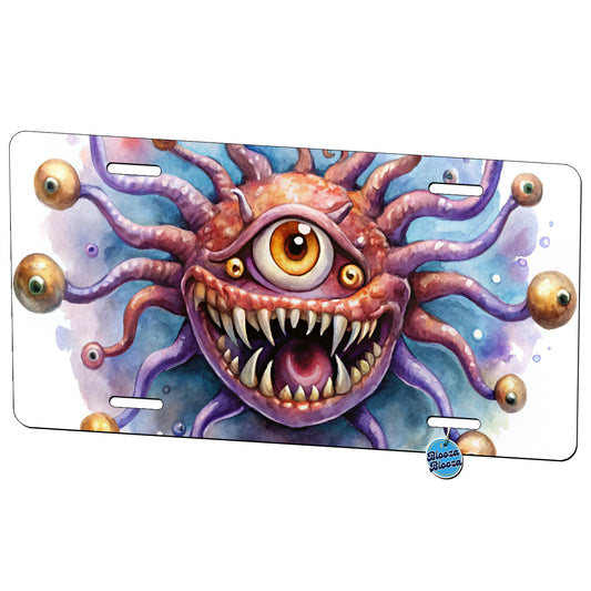 Fantasy Creature Monster Beholder Watercolor Metal Vanity Novelty Tag License Plate for Trucks Cars SUVs