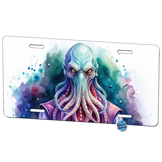 Fantasy Creature Monster Illithid Watercolor Metal Vanity Novelty Tag License Plate for Trucks Cars SUVs