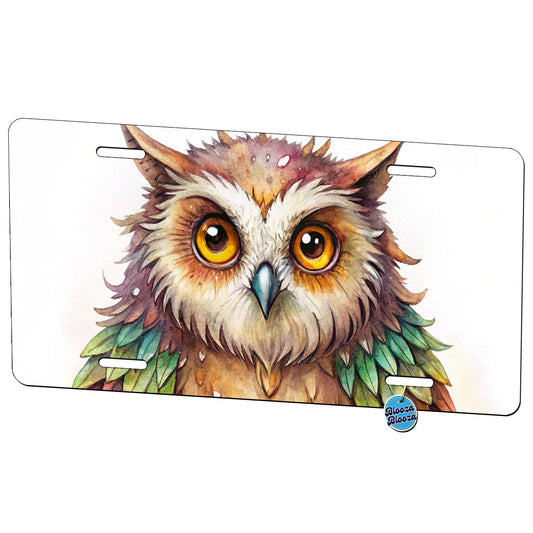 Fantasy Owlbear Owl Bear Colorful Wings Watercolor Metal Vanity Novelty Tag License Plate for Trucks Cars SUVs