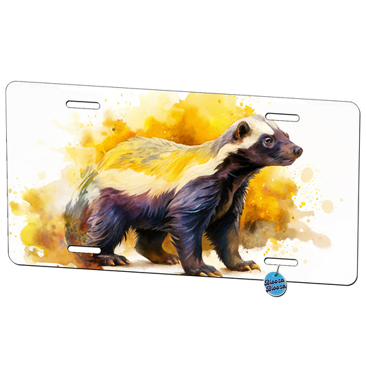 Honey Badger Watercolor Metal Vanity Novelty Tag License Plate for Trucks Cars SUVs