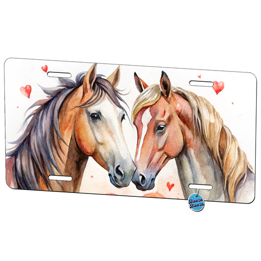 Horses In Love Heart Valentine's Day Metal Vanity Novelty Tag License Plate for Trucks Cars SUVs
