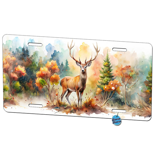Majestic Deer Hunting Hunter Watercolor Metal Vanity Novelty Tag License Plate for Trucks Cars SUVs