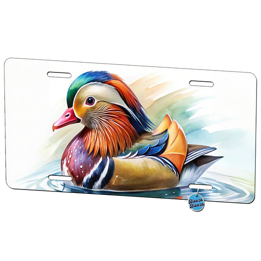 Mandarin Duck Watercolor Metal Vanity Novelty Tag License Plate for Trucks Cars SUVs