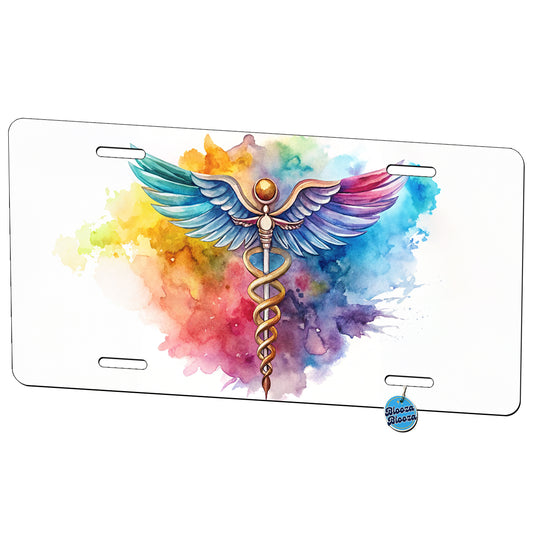 Medical Caduceus Doctor Nurse RN EMT Watercolor Metal Vanity Novelty Tag License Plate for Trucks Cars SUVs