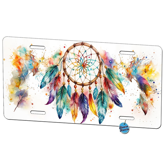 Native American Indian Dreamcatcher Watercolor Metal Vanity Novelty Tag License Plate for Trucks Cars SUVs