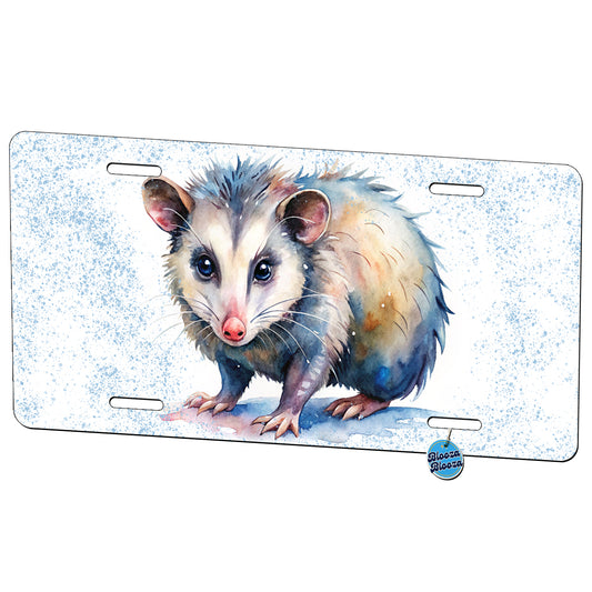 Opossum Watercolor Metal Vanity Novelty Tag License Plate for Trucks Cars SUVs