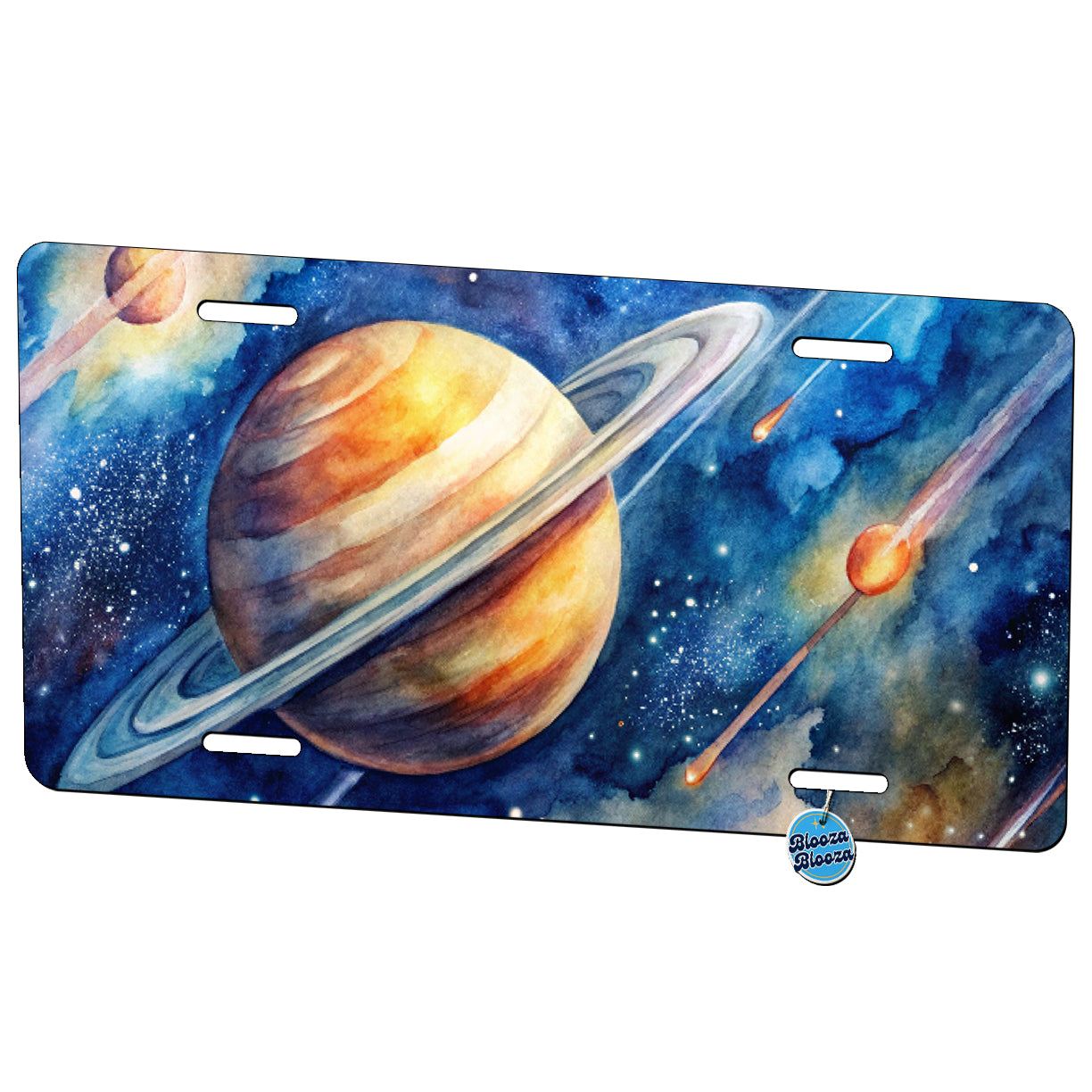 Sci-fi Planet Saturn Meteor Shower Metal Vanity Novelty Tag License Plate for Trucks Cars SUVs
