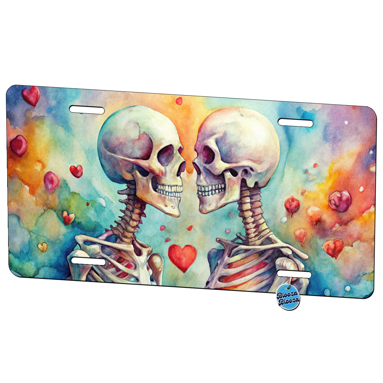 Skeletons In Love Hearts Valentine's Day Metal Vanity Novelty Tag License Plate for Trucks Cars SUVs