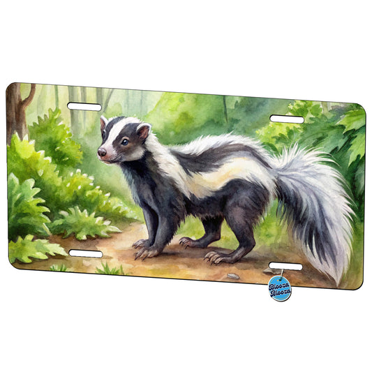 Skunk In The Forest Watercolor Metal Vanity Novelty Tag License Plate for Trucks Cars SUVs