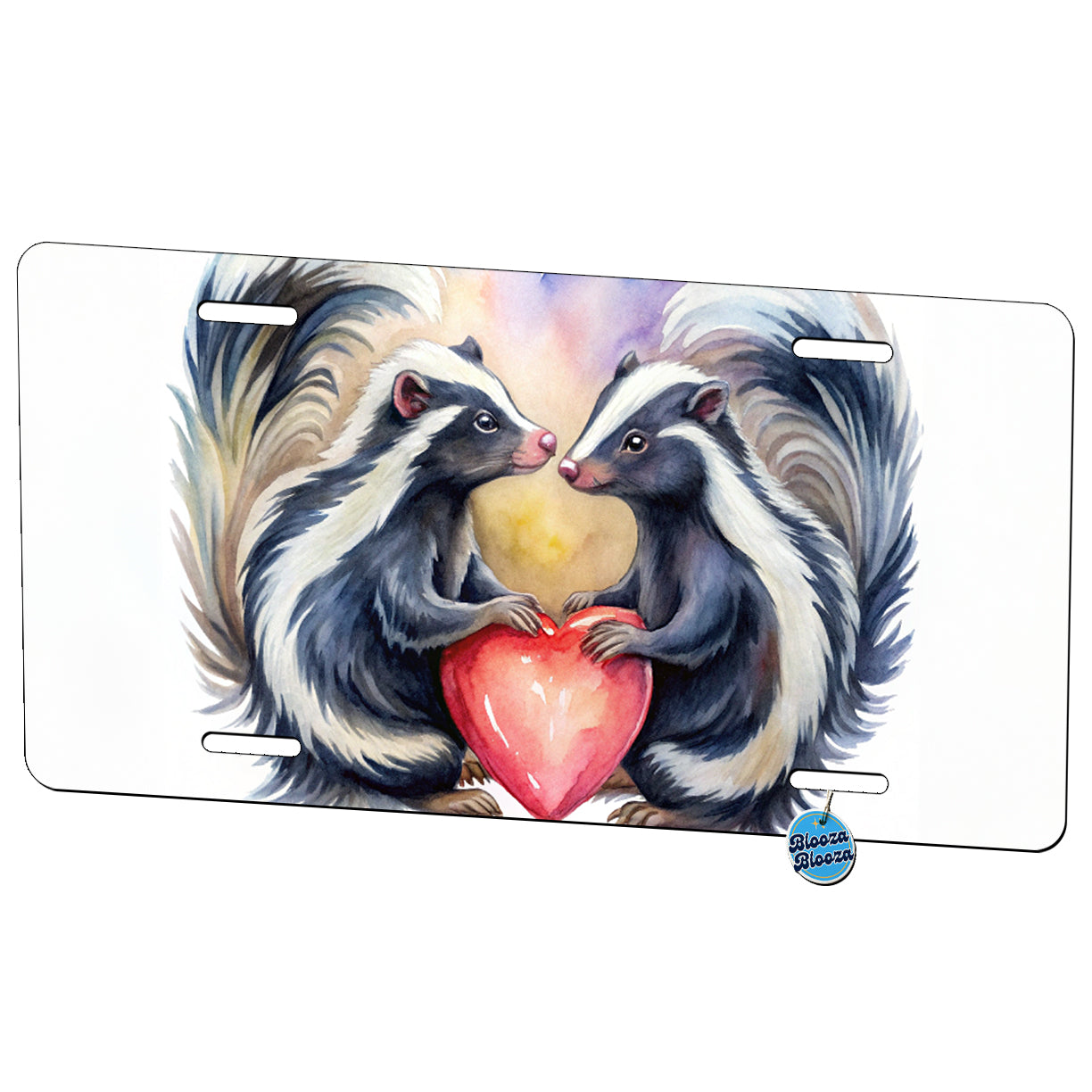 Skunks In Love Hearts Valentine's Day Metal Vanity Novelty Tag License Plate for Trucks Cars SUVs