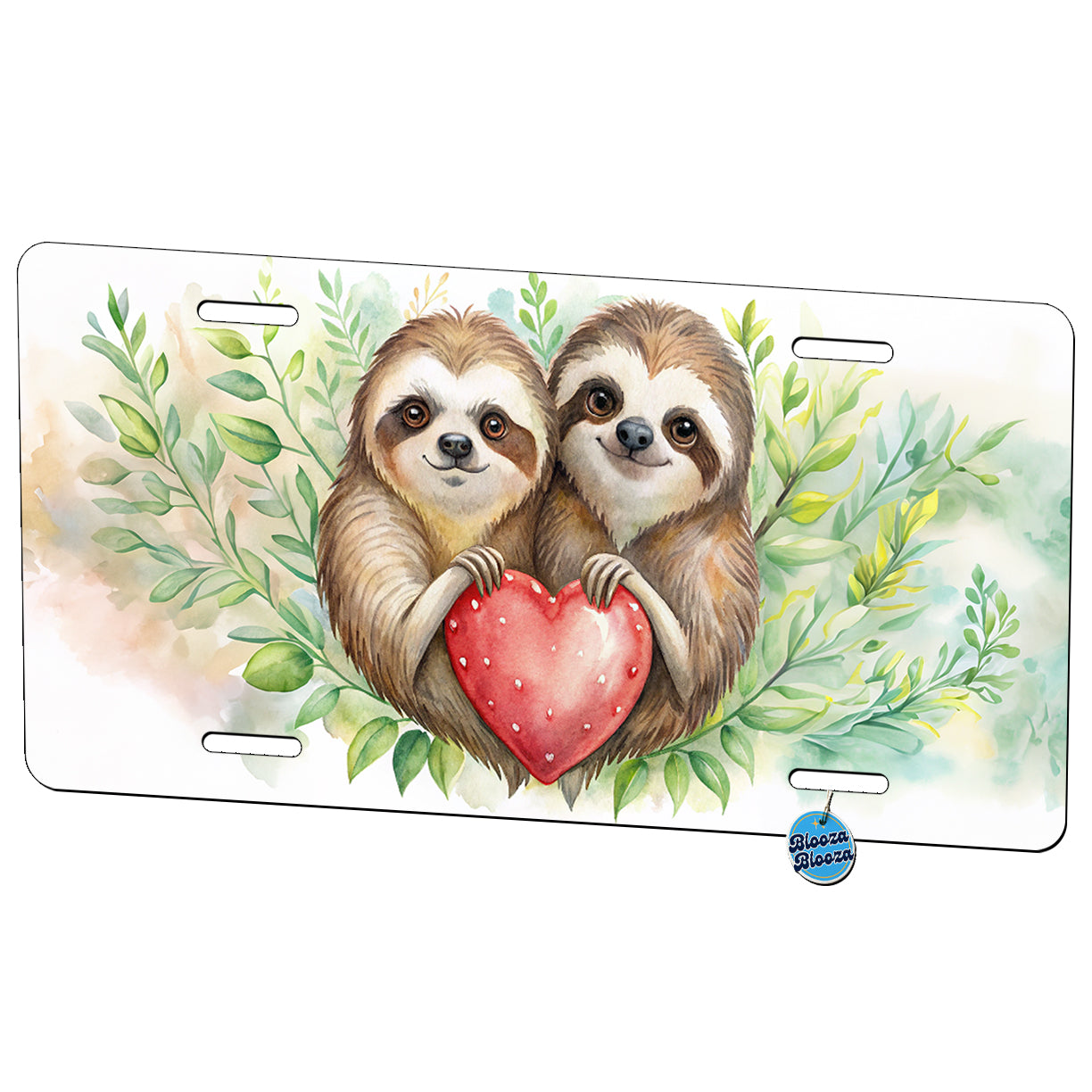 Sloths In Love Hearts Valentine's Day Metal Vanity Novelty Tag License Plate for Trucks Cars SUVs