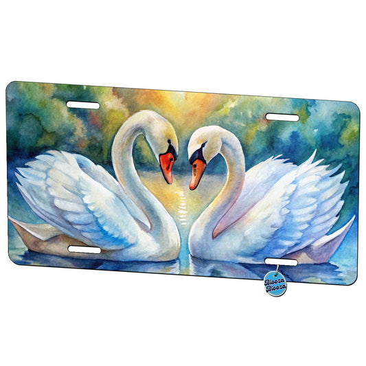 Swans In Love Valentine's Day Metal Vanity Novelty Tag License Plate for Trucks Cars SUVs