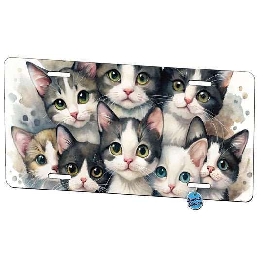 Sweet Black And White Cats Metal Vanity Novelty Tag License Plate for Trucks Cars SUVs