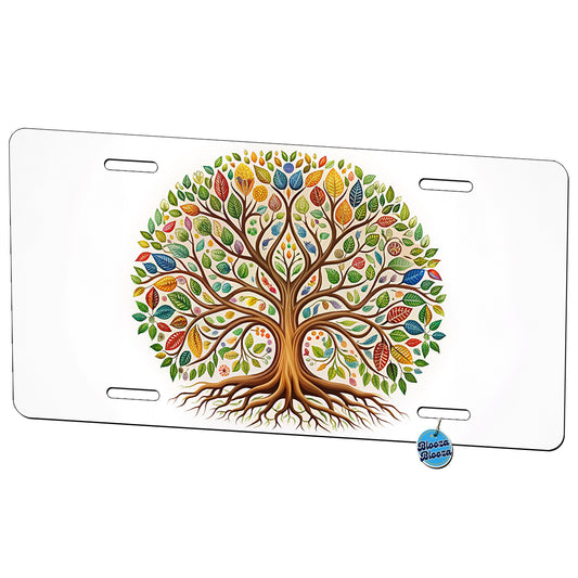Tree Of Life Design With Multi-color Leaves Metal Vanity Novelty Tag License Plate for Trucks Cars SUVs