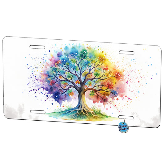 Tree Of Life Rainbow Watercolor Metal Vanity Novelty Tag License Plate for Trucks Cars SUVs