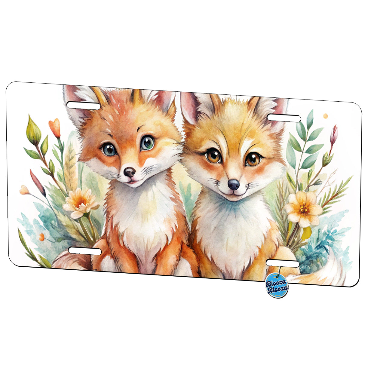 Two Sweet Foxes Metal Vanity Novelty Tag License Plate for Trucks Cars SUVs