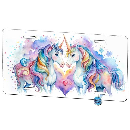 Unicorns In Love Valentine's Day Metal Vanity Novelty Tag License Plate for Trucks Cars SUVs