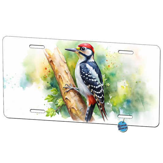 Woodpecker In Tree Bird Watercolor Metal Vanity Novelty Tag License Plate for Trucks Cars SUVs