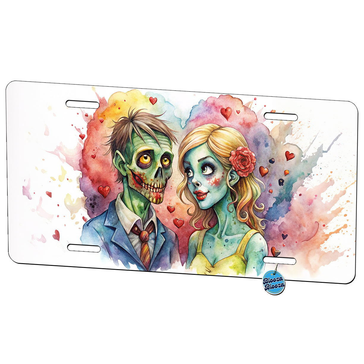 Zombies In Love Valentine's Day Halloween Metal Vanity Novelty Tag License Plate for Trucks Cars SUVs