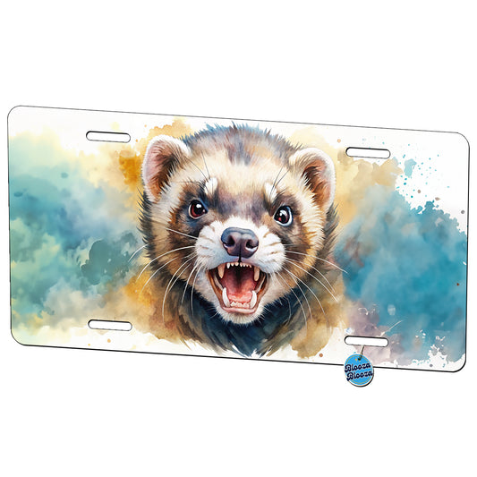 Angry Ferret Watercolor Metal Vanity Novelty Tag License Plate for Trucks Cars SUVs