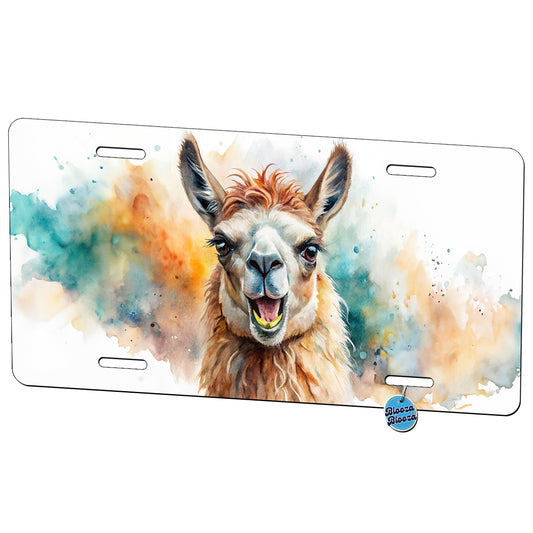 Angry Llama Watercolor Metal Vanity Novelty Tag License Plate for Trucks Cars SUVs