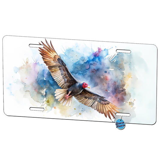Black Turkey Vulture In Flight Watercolor Metal Vanity Novelty Tag License Plate for Trucks Cars SUVs