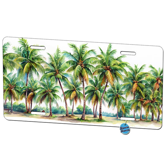 Coconut Trees Tropical Beach Watercolor Metal Vanity Novelty Tag License Plate for Trucks Cars SUVs