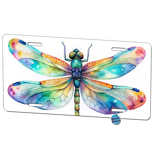 Dragonfly Rainbow Watercolor Metal Vanity Novelty Tag License Plate for Trucks Cars SUVs