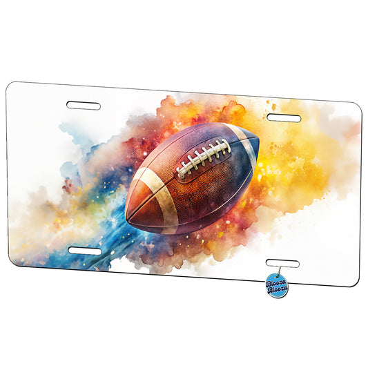 Football Rocketing Through The Air Watercolor Metal Vanity Novelty Tag License Plate for Trucks Cars SUVs