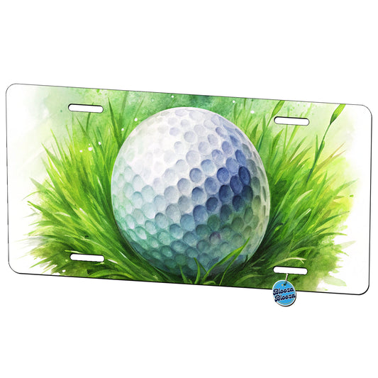 Golf Ball On Grass Watercolor Metal Vanity Novelty Tag License Plate for Trucks Cars SUVs