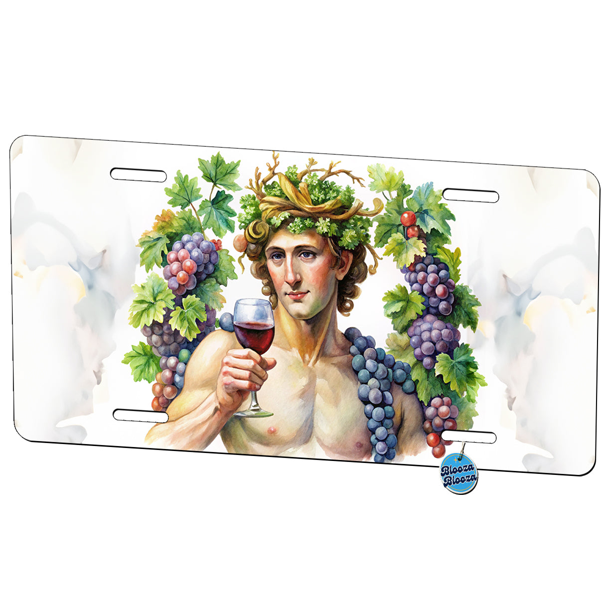 Greek God Bacchus With Wine And Grapes Metal Vanity Novelty Tag License Plate for Trucks Cars SUVs
