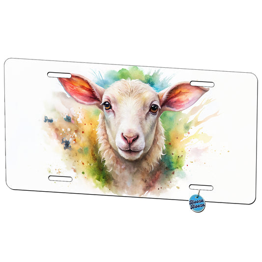 Lamb Face Watercolor Metal Vanity Novelty Tag License Plate for Trucks Cars SUVs