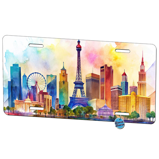 Las Vegas Nevada Watercolor Metal Vanity Novelty Tag License Plate for Trucks Cars SUVs