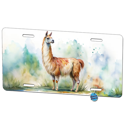 Llama Standing Watercolor Metal Vanity Novelty Tag License Plate for Trucks Cars SUVs