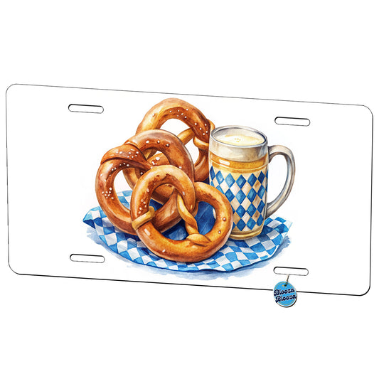 Oktoberfest German Pretzels Watercolor Metal Vanity Novelty Tag License Plate for Trucks Cars SUVs