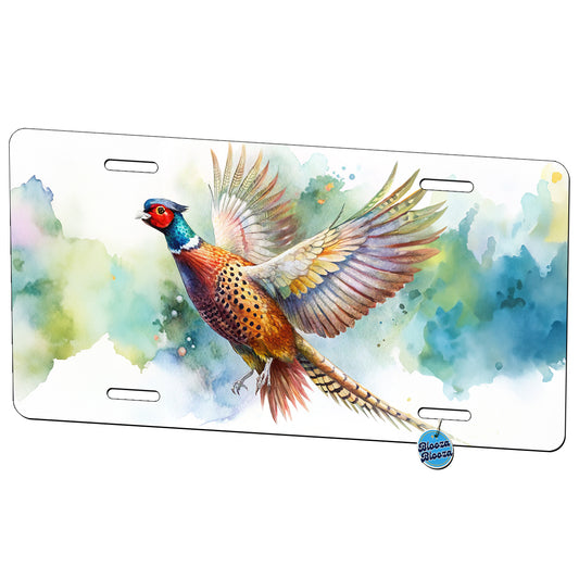 Pheasant In Flight Watercolor Metal Vanity Novelty Tag License Plate for Trucks Cars SUVs