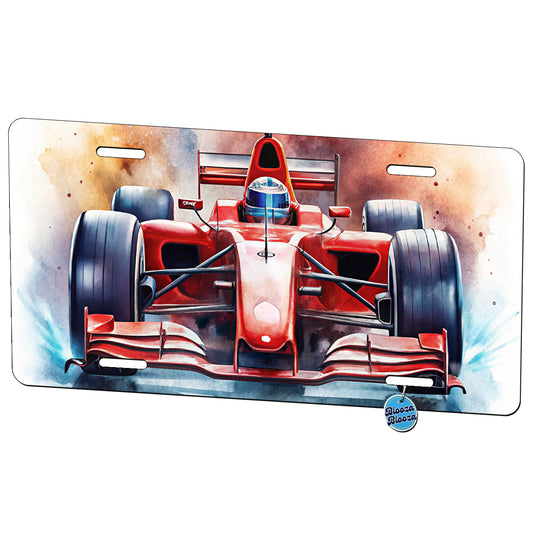 Red Sports Racing Car Watercolor Metal Vanity Novelty Tag License Plate for Trucks Cars SUVs