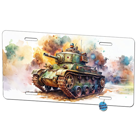 Steampunk Tank Fantasy Sci-fi Watercolor Metal Vanity Novelty Tag License Plate for Trucks Cars SUVs