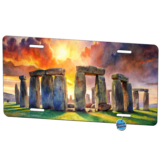 Stonehenge England At Dusk Watercolor Metal Vanity Novelty Tag License Plate for Trucks Cars SUVs