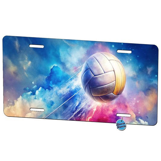 Volleyball Ball Rocketing Through The Sky Watercolor Metal Vanity Novelty Tag License Plate for Trucks Cars SUVs