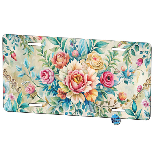 Elegant Bohemian Wallpaper Metal Vanity Novelty Tag License Plate for Trucks Cars SUVs