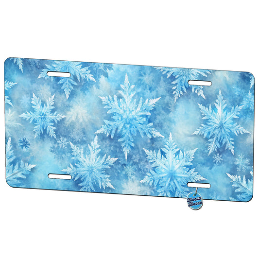 Ice Crystals Snowflakes Winter Beautiful Metal Vanity Novelty Tag License Plate for Trucks Cars SUVs
