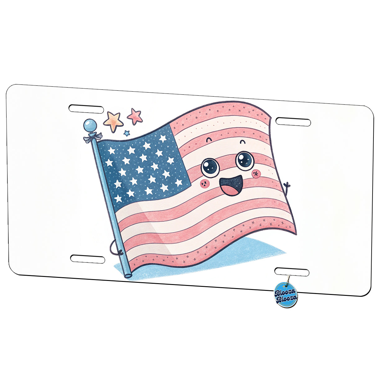 Kawaii American USA Flag Metal Vanity Novelty Tag License Plate for Trucks Cars SUVs